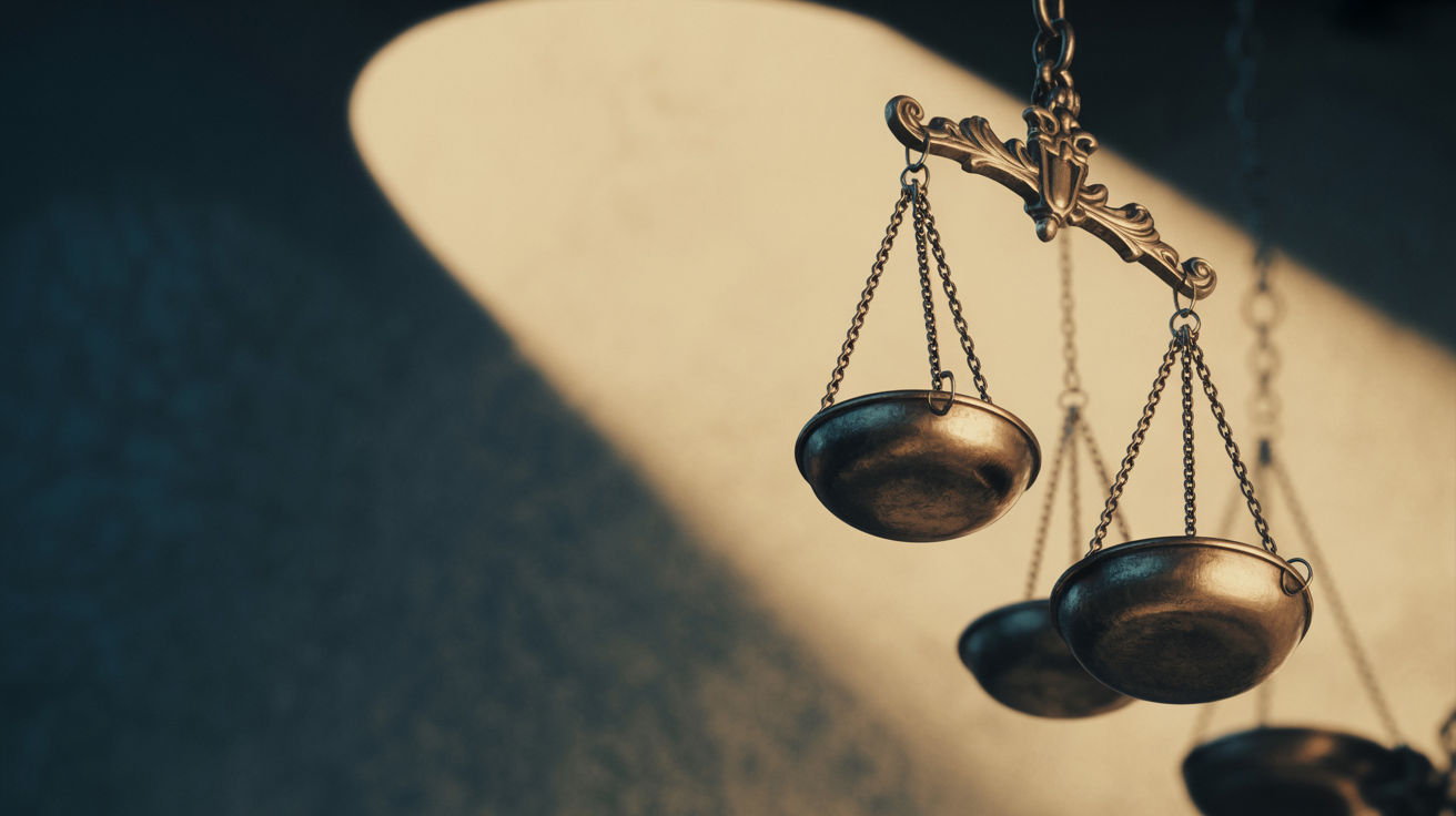 Balança da justiça em equilíbrio — MCS Advogados